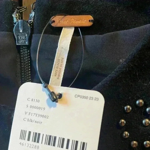 Free People Wynonna Studded Suede Embellished Black Mini Dress Leather S - Picture 12 of 13